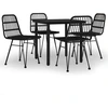 Image de vidaXL Ensemble de jardin 5 pièces noir Poly rotin