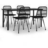 Image de vidaXL Ensemble de jardin 5 pièces noir Poly rotin