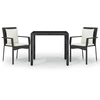 Image de vidaXL Ensemble de jardin 3 pièces avec coussins Noir Poly Rattan
