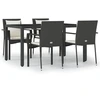 Image de vidaXL Ensemble de jardin 5 pièces avec coussins Noir Poly Rattan