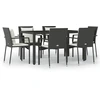 Image de vidaXL Ensemble de jardin 7 pièces avec coussins Noir Poly Rattan