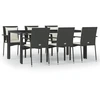 Image de vidaXL Ensemble de jardin 7 pièces avec coussins Noir Poly Rattan
