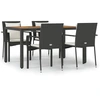 Image de vidaXL Ensemble de jardin 5 pièces avec coussins Noir Poly Rattan