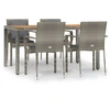 Image de vidaXL Ensemble de jardin 5 pièces avec coussins Gris Poly rotin