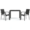 Image de vidaXL Ensemble de jardin 3 pièces avec coussins Noir Poly Rattan