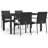 Image de vidaXL Ensemble de jardin 5 pièces avec coussins Noir Poly Rattan