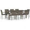 Image de vidaXL Salon de jardin 9 pièces avec coussins Gris Poly Rattan