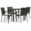 Image de vidaXL Ensemble de jardin 5 pièces avec coussins Noir Poly Rattan