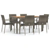 Image de vidaXL Ensemble de jardin 7 pièces avec coussins Gris Poly rotin