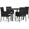 Image de vidaXL Ensemble de jardin 5 pièces avec coussins Noir Poly Rattan