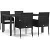 Image de vidaXL Ensemble de jardin 5 pièces avec coussins Noir Poly Rattan