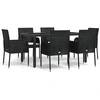 Image de vidaXL Ensemble de jardin 7 pièces avec coussins Noir Poly Rattan