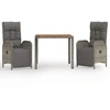 Image de vidaXL Ensemble de jardin 3 pièces avec coussins Gris Poly rotin