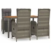 Image de vidaXL Ensemble de jardin 5 pièces avec coussins Gris Poly rotin