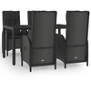 Image de vidaXL Ensemble de jardin 5 pièces avec coussins Noir Poly Rattan