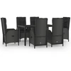 Image de vidaXL Ensemble de jardin 7 pièces avec coussins Noir et gris Poly rotin