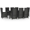 Image de vidaXL Salon de jardin 9 pièces avec coussins Noir et gris Poly rotin