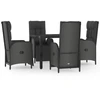Image de vidaXL Ensemble de jardin 5 pièces avec coussins Noir Poly Rattan