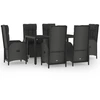 Image de vidaXL Ensemble de jardin 7 pièces avec coussins Noir et gris Poly rotin