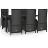 Image de vidaXL Ensemble de jardin 7 pièces avec coussins Noir Poly Rattan