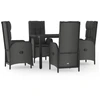 Image de vidaXL Ensemble de jardin 5 pièces avec coussins Noir Poly Rattan