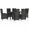 Image de vidaXL Ensemble de jardin 7 pièces avec coussins Noir Poly Rattan