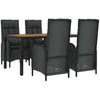 Image de vidaXL Ensemble de jardin 5 pièces avec coussins Noir Poly Rattan