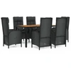 Image de vidaXL Ensemble de jardin 7 pièces avec coussins Noir Poly Rattan