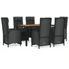 Image de vidaXL Ensemble de jardin 7 pièces avec coussins Noir Poly Rattan