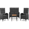 Image de vidaXL Ensemble de jardin 4 pièces avec coussins Noir Poly Rattan