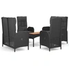 Image de vidaXL Ensemble de jardin 5 pièces avec coussins Noir Poly Rattan