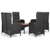 Image de vidaXL Ensemble de jardin 5 pièces avec coussins Noir Poly Rattan