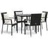 Image de vidaXL Ensemble de jardin 5 pièces avec coussins Noir Poly Rattan