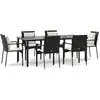 Image de vidaXL Ensemble de jardin 7 pièces avec coussins Noir Poly Rattan