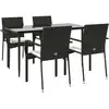 Image de vidaXL Ensemble de jardin 5 pièces avec coussins Noir Poly Rattan