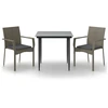 Image de vidaXL Ensemble de jardin 3 pièces avec coussins Noir et gris Poly rotin