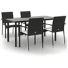 Image de vidaXL Ensemble de jardin 5 pièces avec coussins Noir Poly Rattan