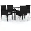Image de vidaXL Ensemble de jardin 5 pièces avec coussins Noir Poly Rattan