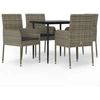 Image de vidaXL Salon de jardin 5 pièces avec coussins noir et gris Poly rotin