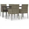 Image de vidaXL Salon de jardin 5 pièces avec coussins noir et gris Poly rotin