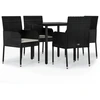 Image de vidaXL Ensemble de jardin 5 pièces avec coussins Noir Poly Rattan