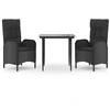 Image de vidaXL Ensemble de jardin 3 pièces avec coussins Noir Poly Rattan
