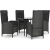 Image de vidaXL Ensemble de jardin 5 pièces avec coussins Noir Poly Rattan