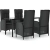 Image de vidaXL Ensemble de jardin 5 pièces avec coussins Noir Poly Rattan