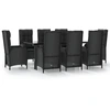 Image de vidaXL Salon de jardin 9 pièces avec coussins noir poly rotin