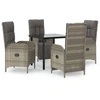 Image de vidaXL Salon de jardin 5 pièces avec coussins noir et gris Poly rotin