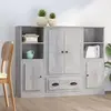 Image de vidaXL Highboards 3 pcs. Gris béton Bois composite