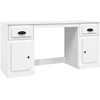 Image de vidaXL Bureau avec espace de rangement blanc en bois composite