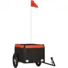 Image de vidaXL Remorque vélo noir et orange 30 kg de fer