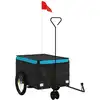 Image de vidaXL Remorque vélo noir et bleu 30 kg de fer